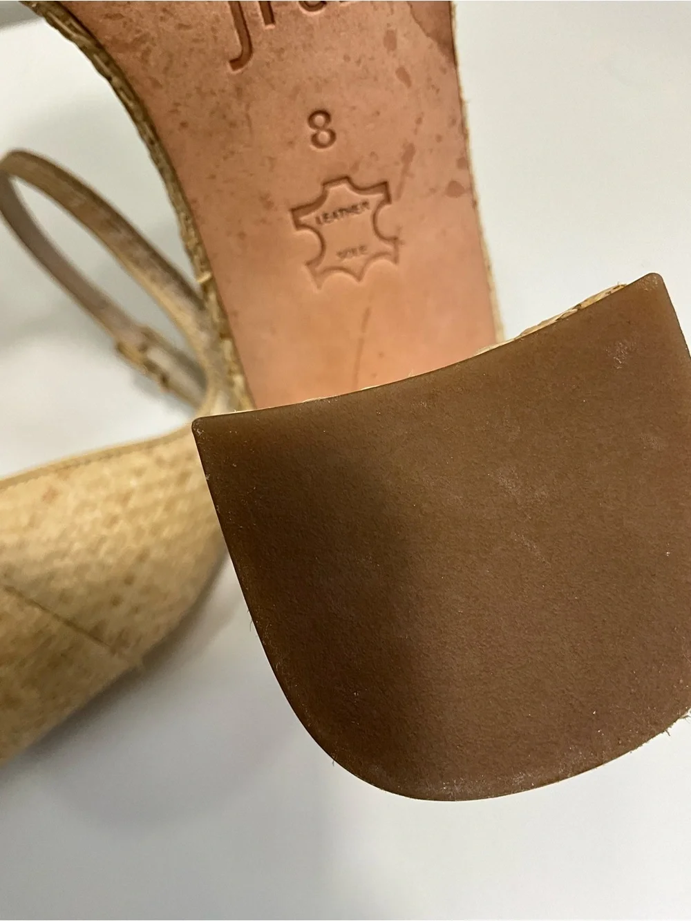 J. MCLAUGHLIN Esme Raffia Block Heel Sandals Natural Beige Size 8